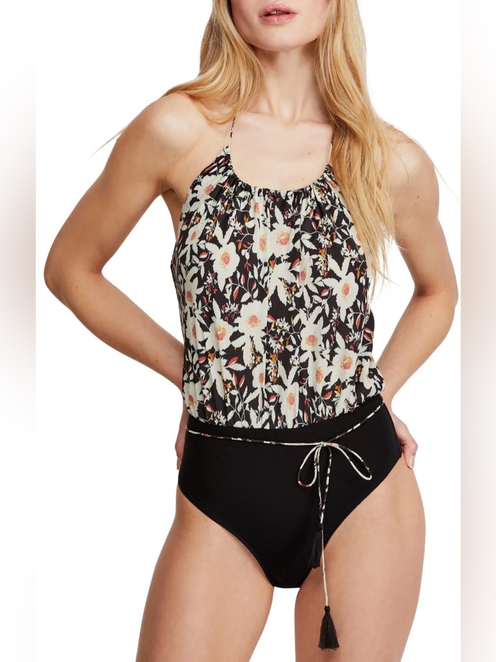 Free people Liza Halter Floral Bodysuit